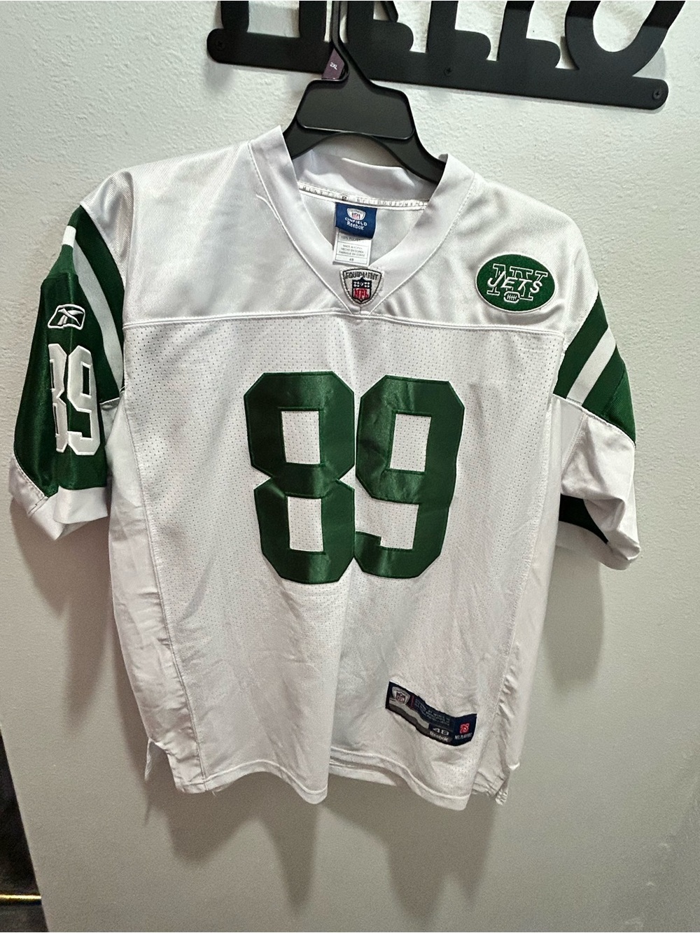 Reebok White & Green Kids Football Jersey Number 89